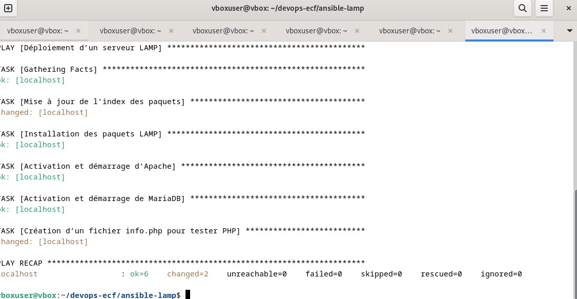 Exécution du playbook Ansible (partie 1)